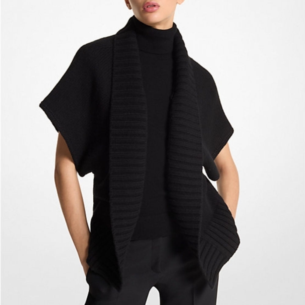 Michael Kors Collection Black 100% Cashmere Wrapped Cardigan M NWOT